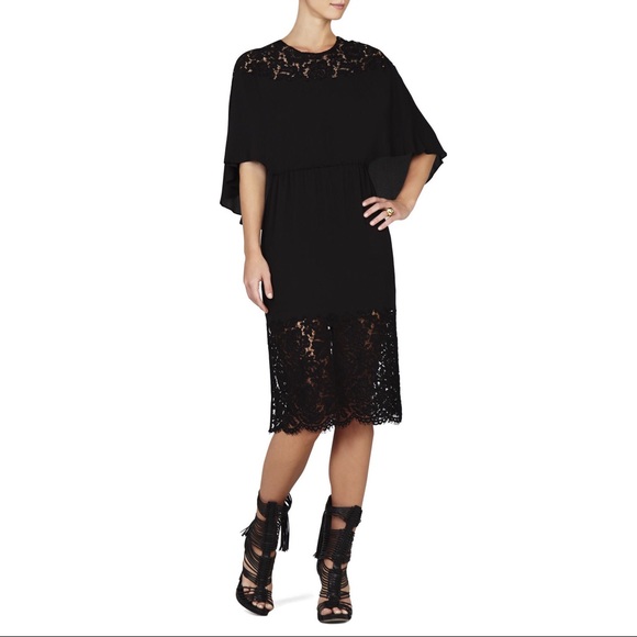 BCBG Dresses & Skirts - BCBG MAXAZRIA Lacie Lace-Blocked Cape Dress BCBG Dresses & Skirts - BCBG MAXAZRIA Lacie Lace-Blocked Cape Dress